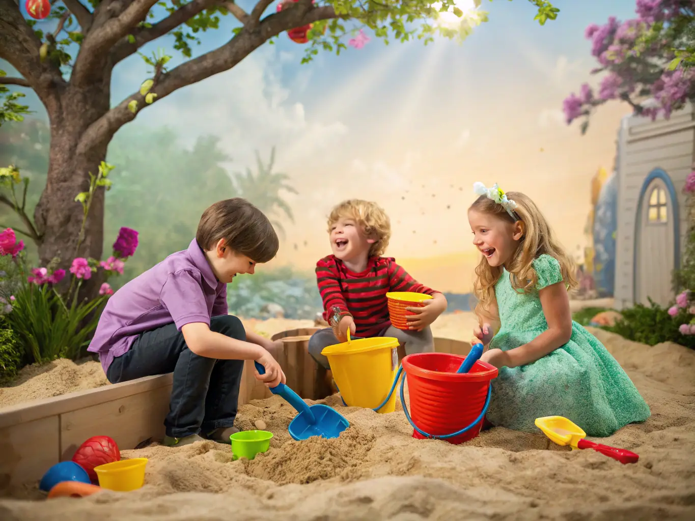 A vibrant image of children participating in a hands-on activity where they are sifting through sand to find mineral specimens, part of the museum's interactive learning experience.